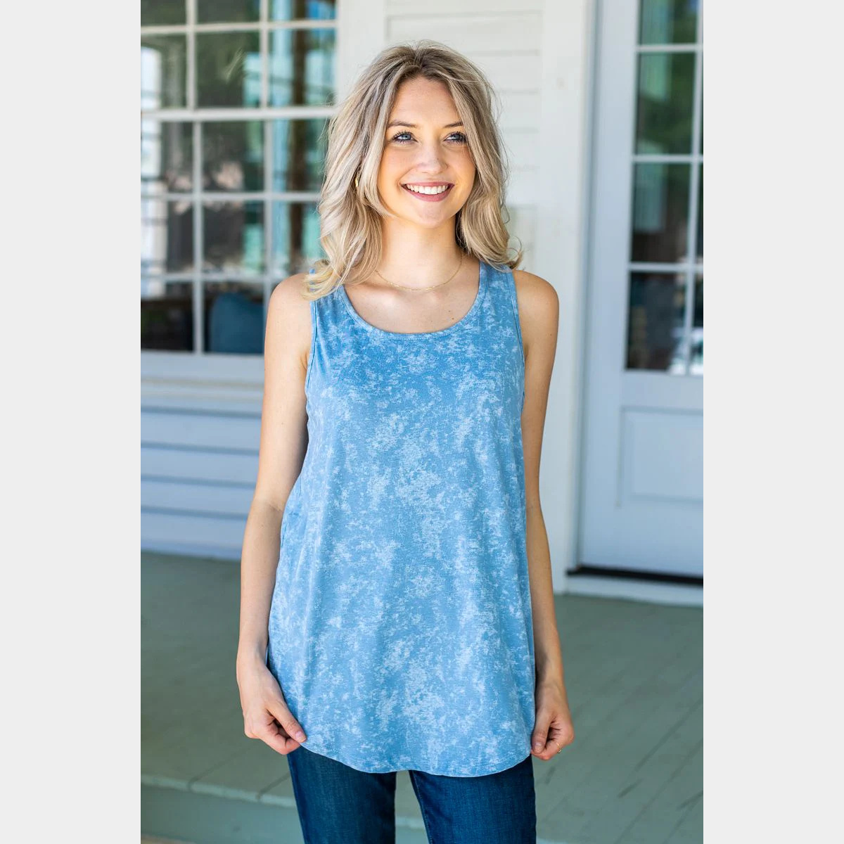 Blue Acid Wash Tank Top