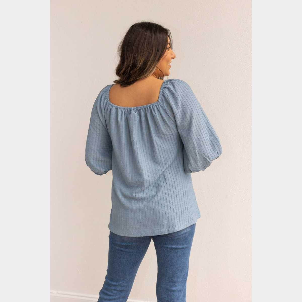 Blue Breeze Elegance Off The Shoulder Top