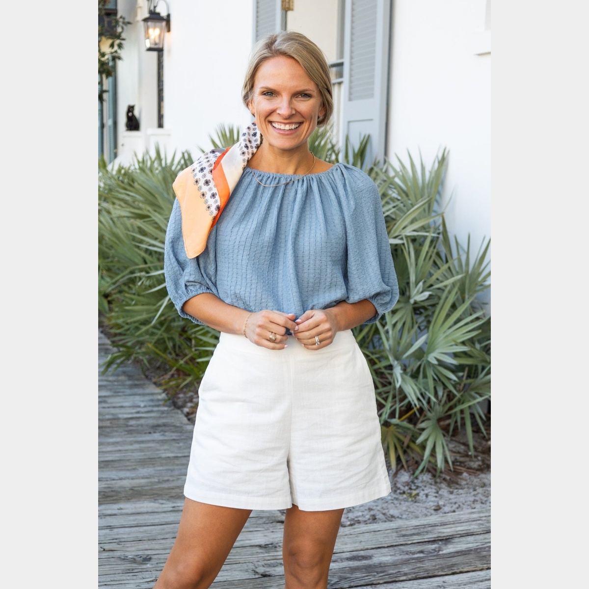 Blue Breeze Elegance Off The Shoulder Top