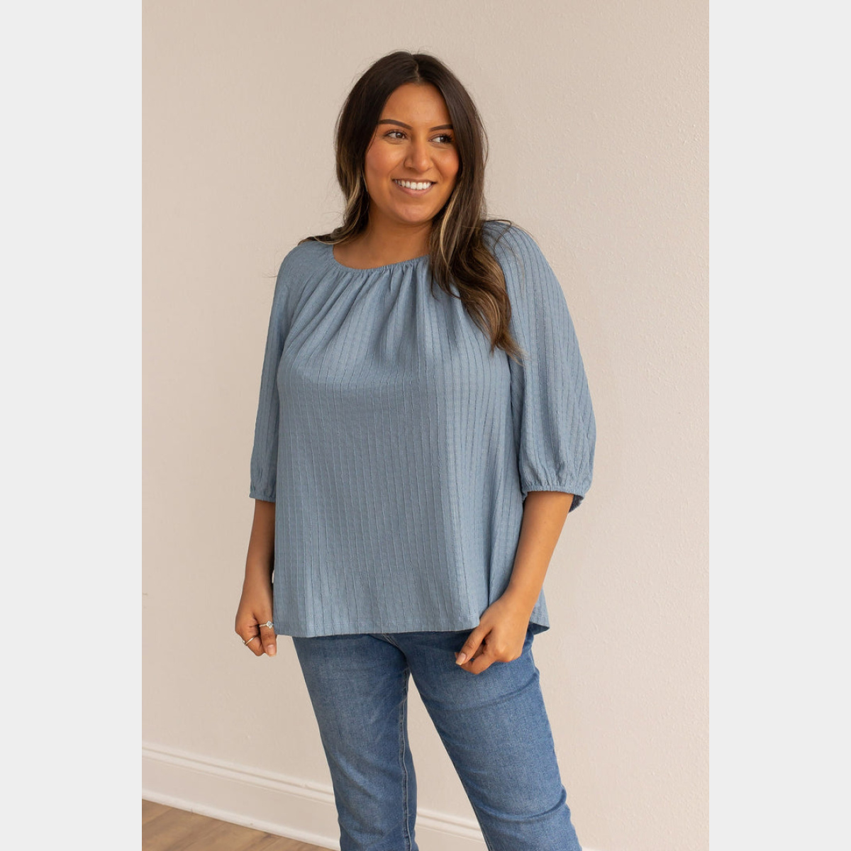 Blue Breeze Elegance Off The Shoulder Top