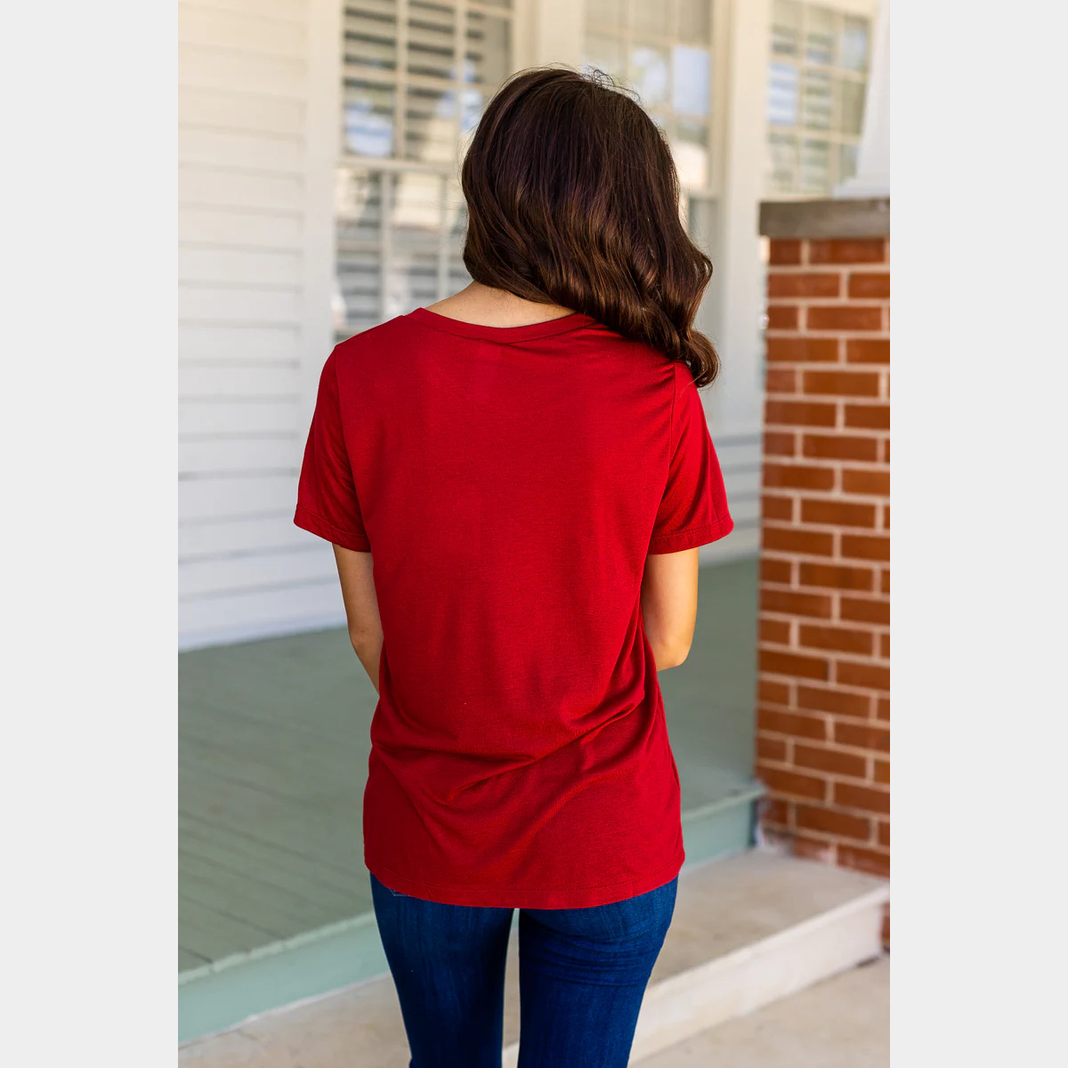 Crimson V-Neck Tee