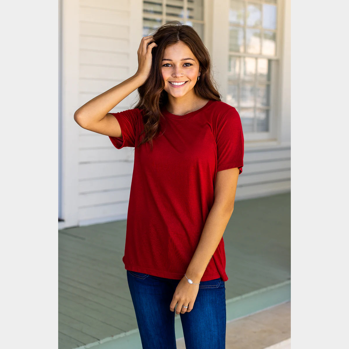 Crimson V-Neck Tee