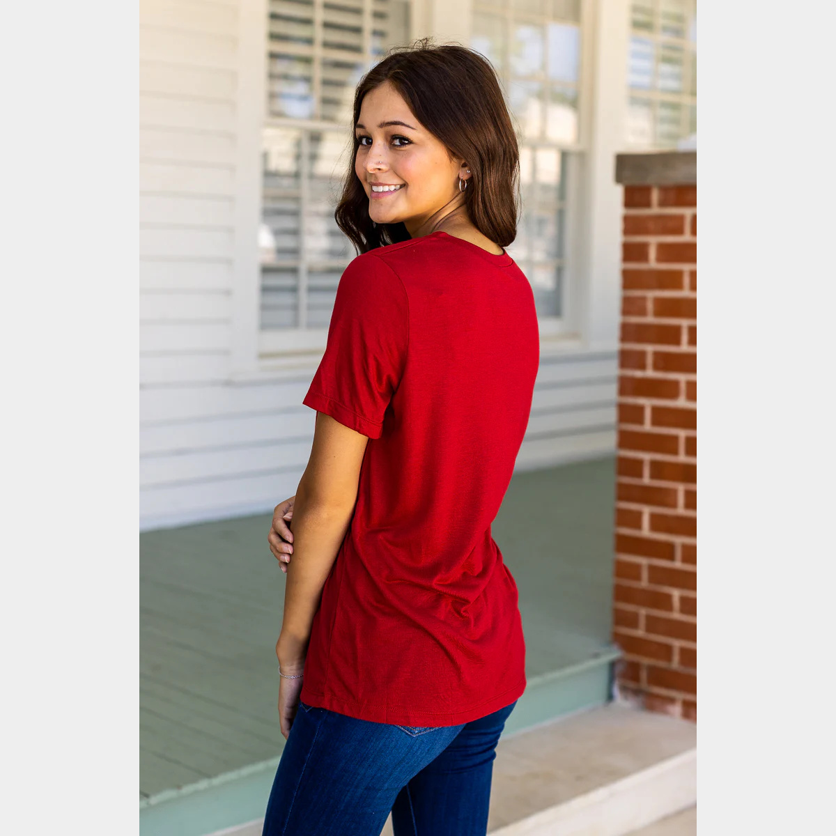 Crimson V-Neck Tee