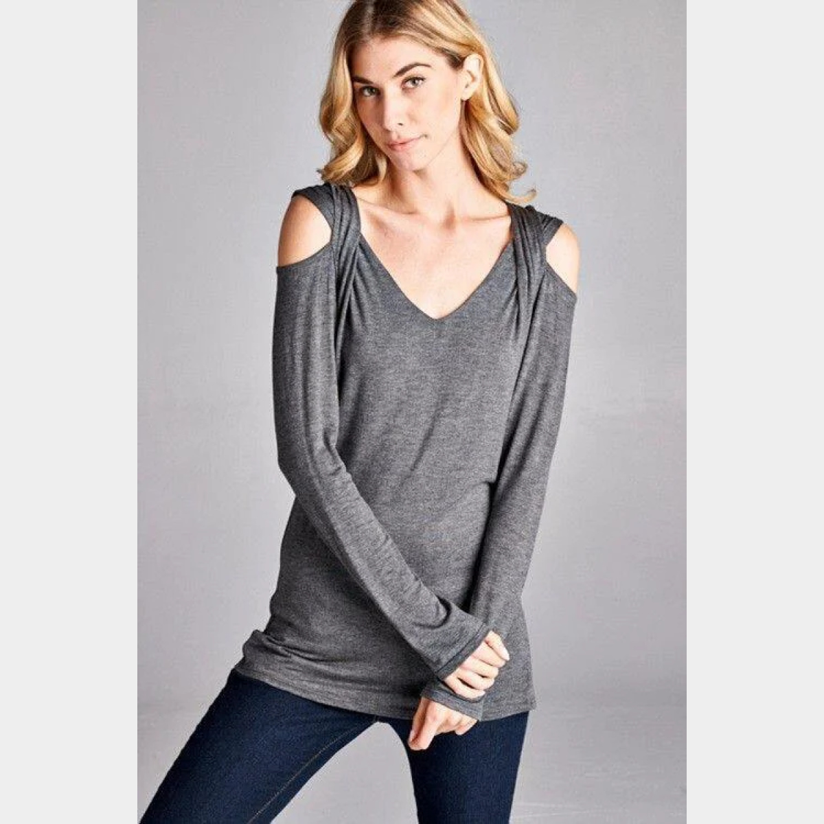 Charcoal Twisted shoulder jersey