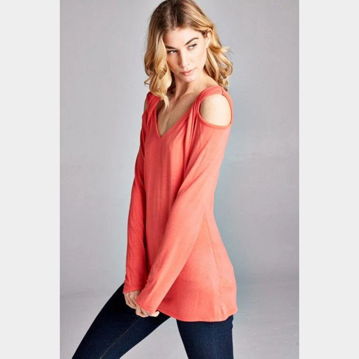 Coral Twisted shoulder jersey