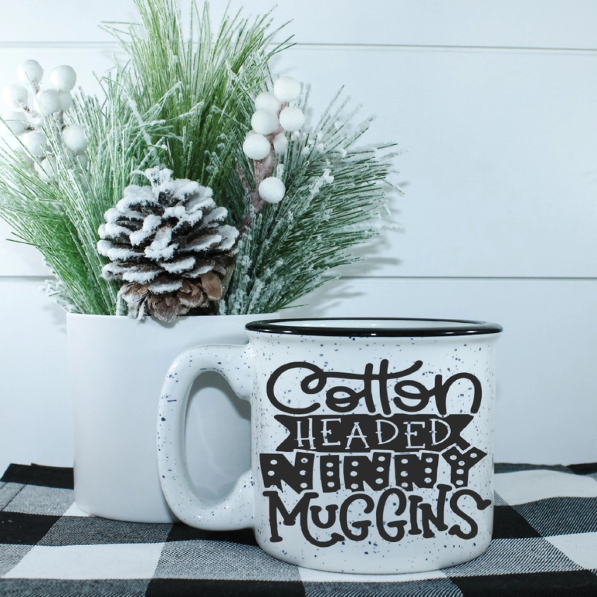 White Cotton Headed Ninny Muggins Campfire Mug