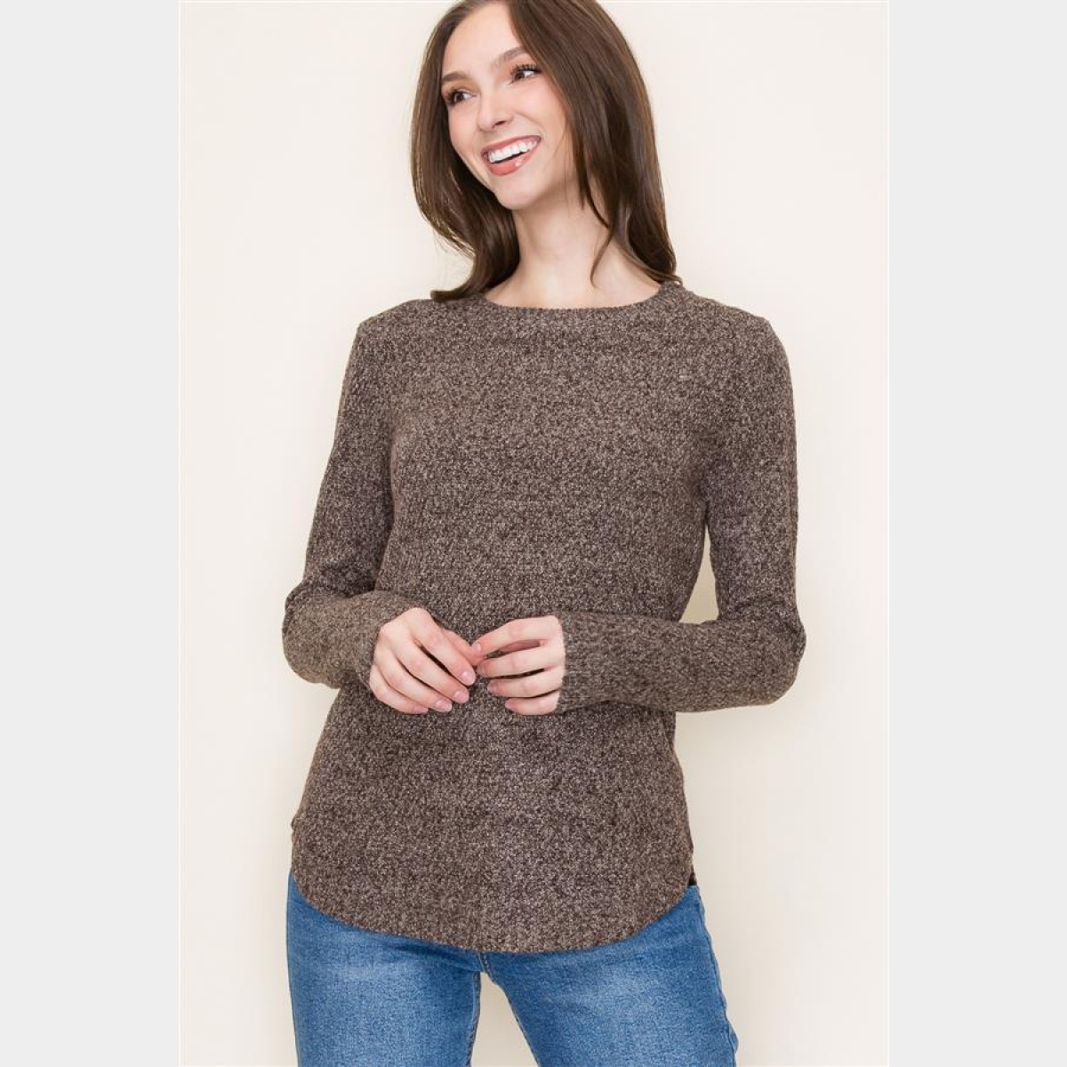 Crew Neck Textured Sweater