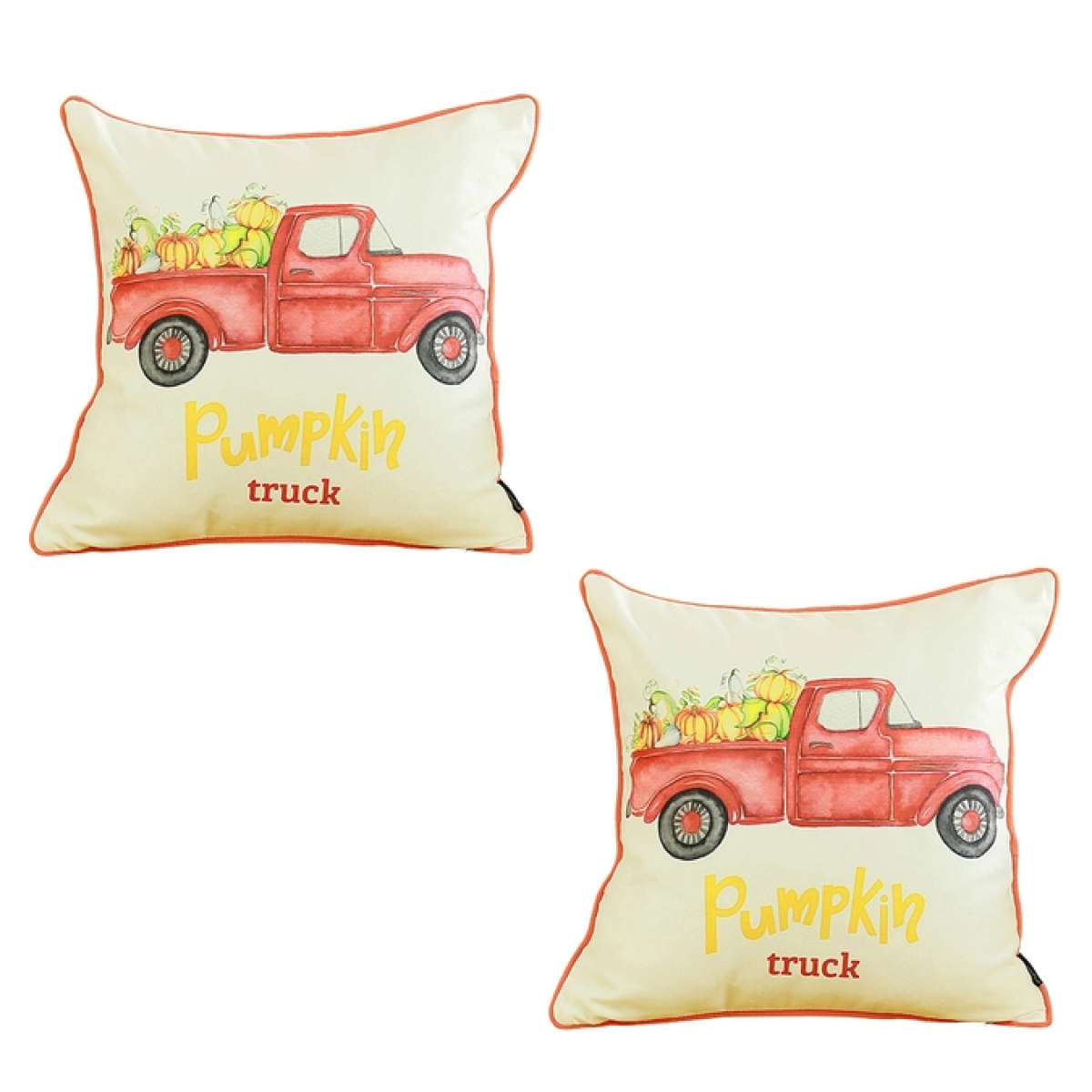 Fall Season Throw Pillow Pumpkin Truck 18 X 18