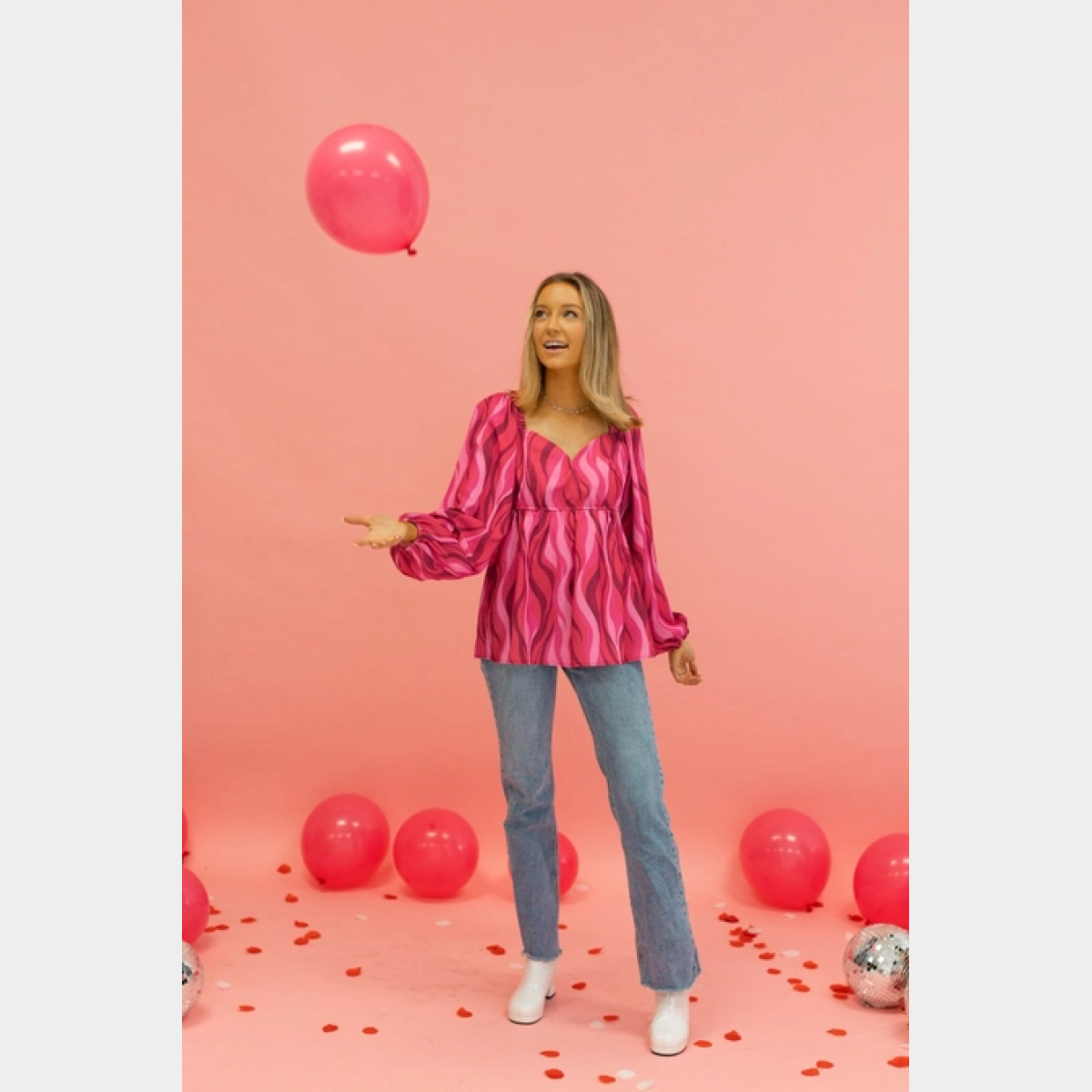 Flirty in Fuchsia Balloon-Sleeve Blouse