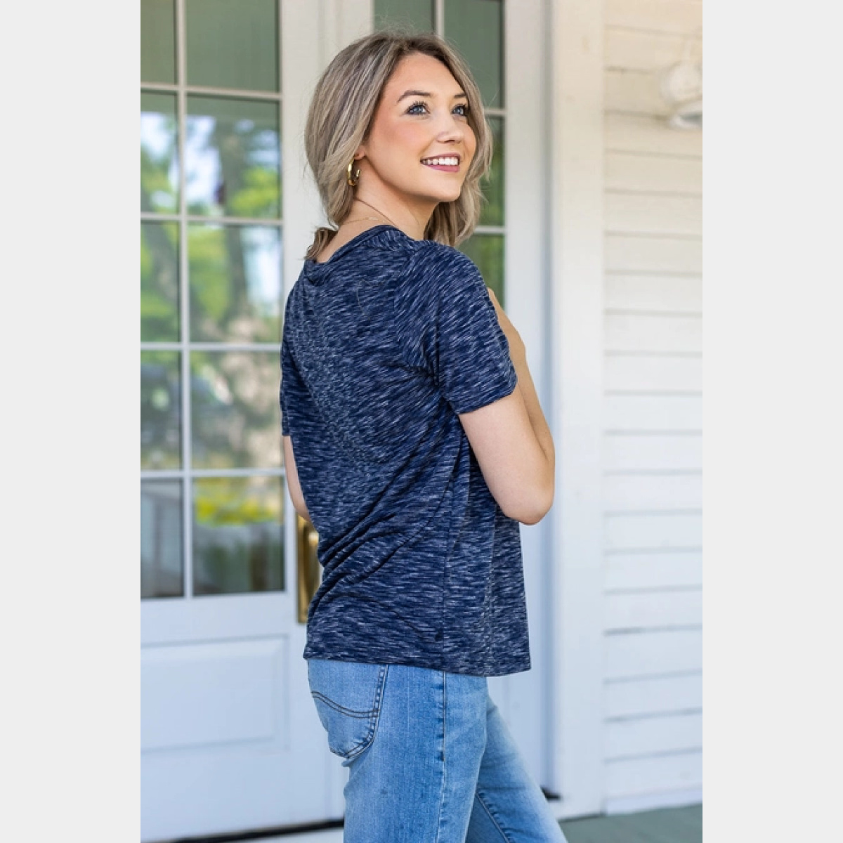 Heathered Blue V-Neck Tee