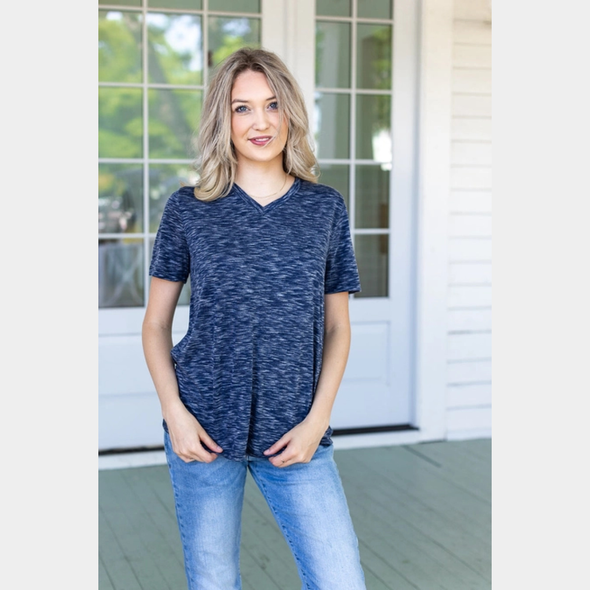 Heathered Blue V-Neck Tee