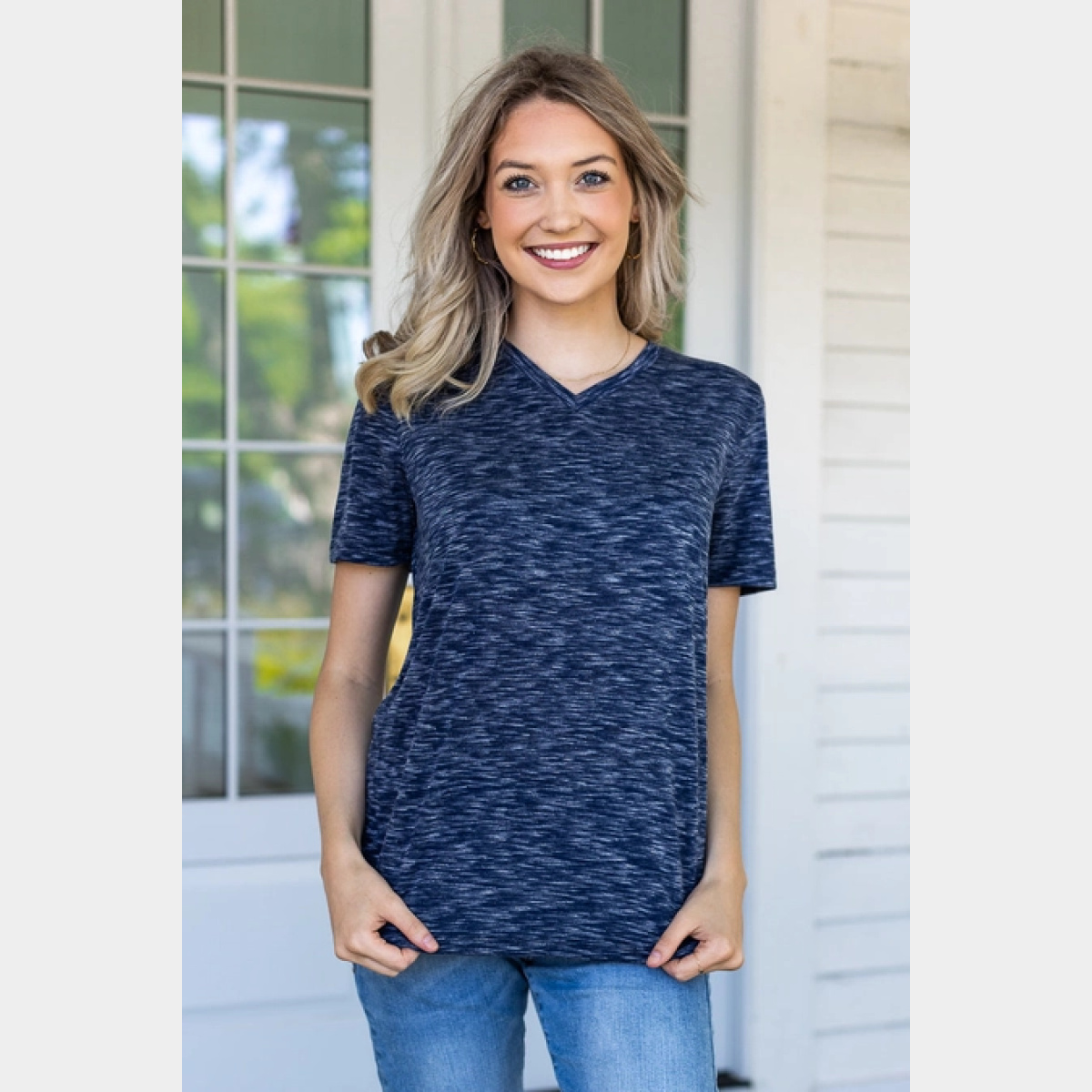 Heathered Blue V-Neck Tee