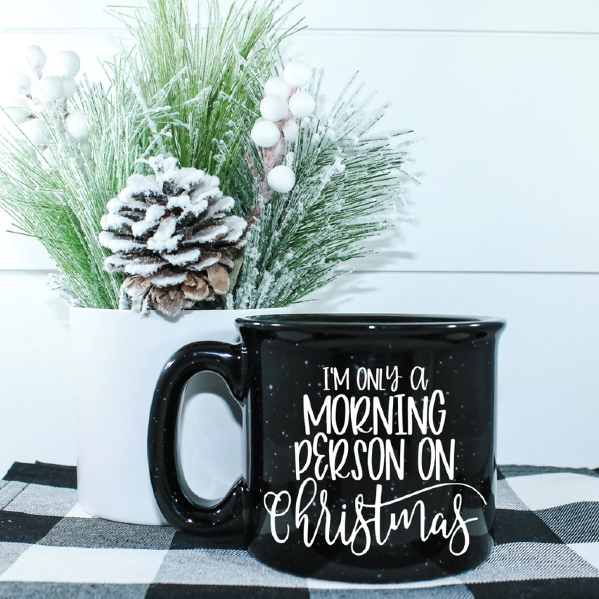 Black I'm Only A Morning Person On Christmas Campfire Mug