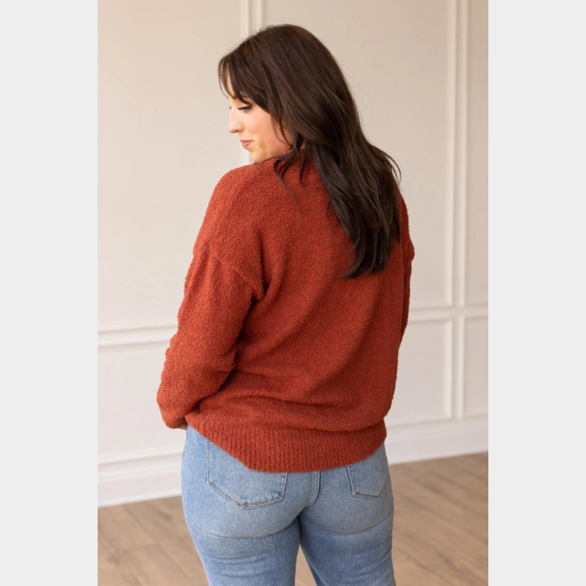 In with the New Rust Faux Mohair Sweater