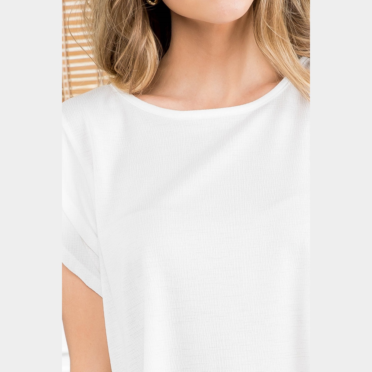 Layered Ruffle Sleeve Round Neck Top Ivory