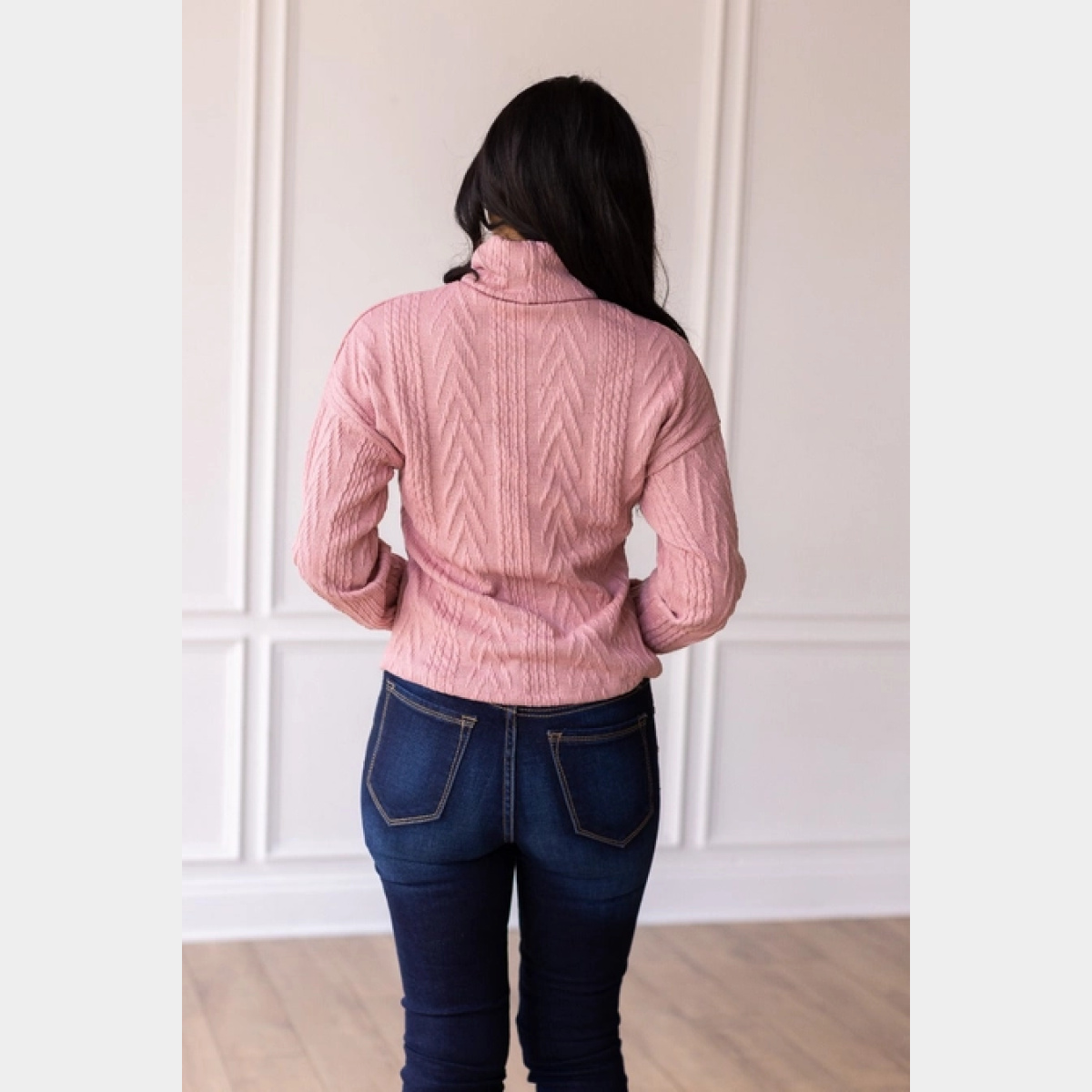 Pink Turtle Neck Knit Sweater