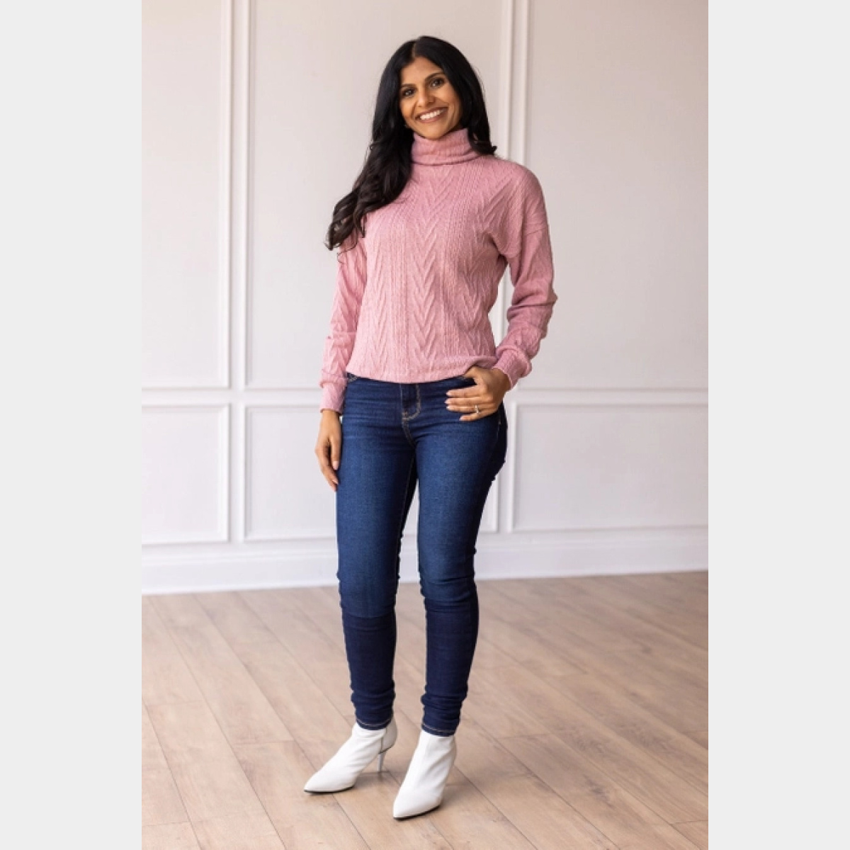 Pink Turtle Neck Knit Sweater