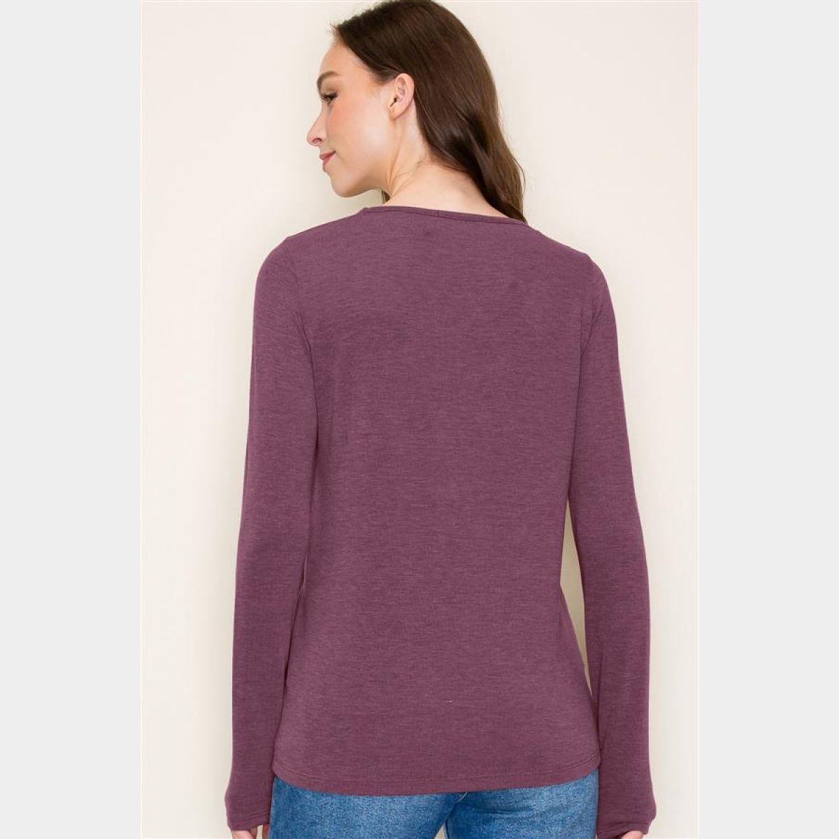 Plum Crew Neck Out seamed Knit Top