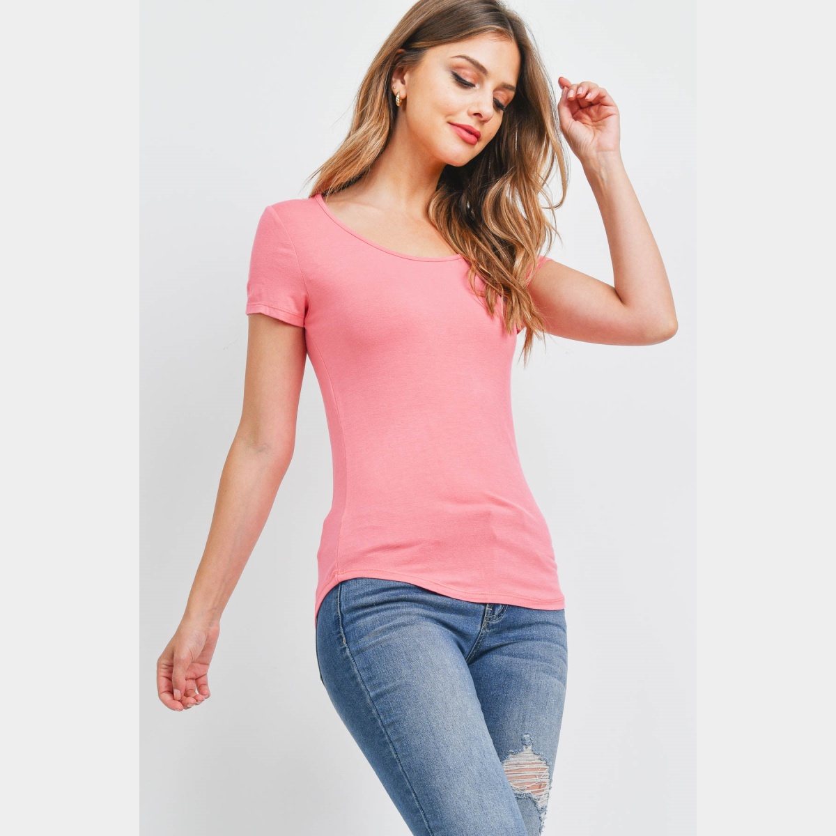 Short Sleeve Coral Top