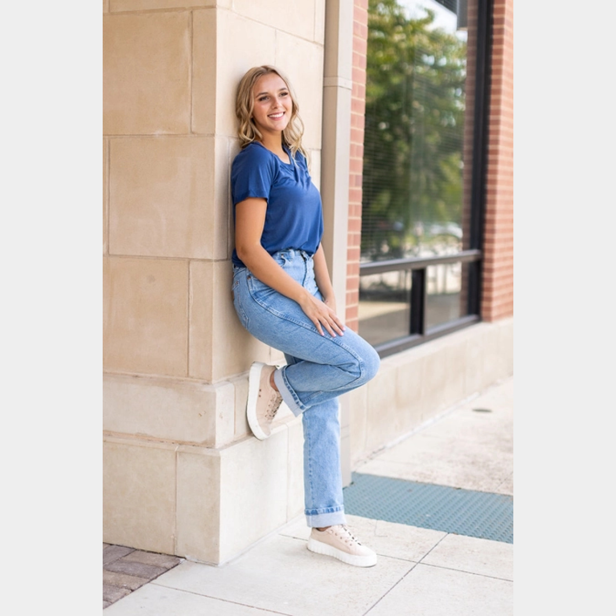 Summer Navy Crewneck Cuff Tee