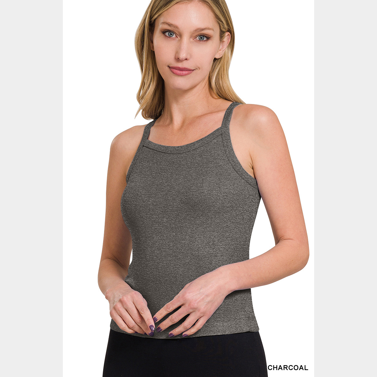 Charcoal Ribbed Soft Rayon Cami