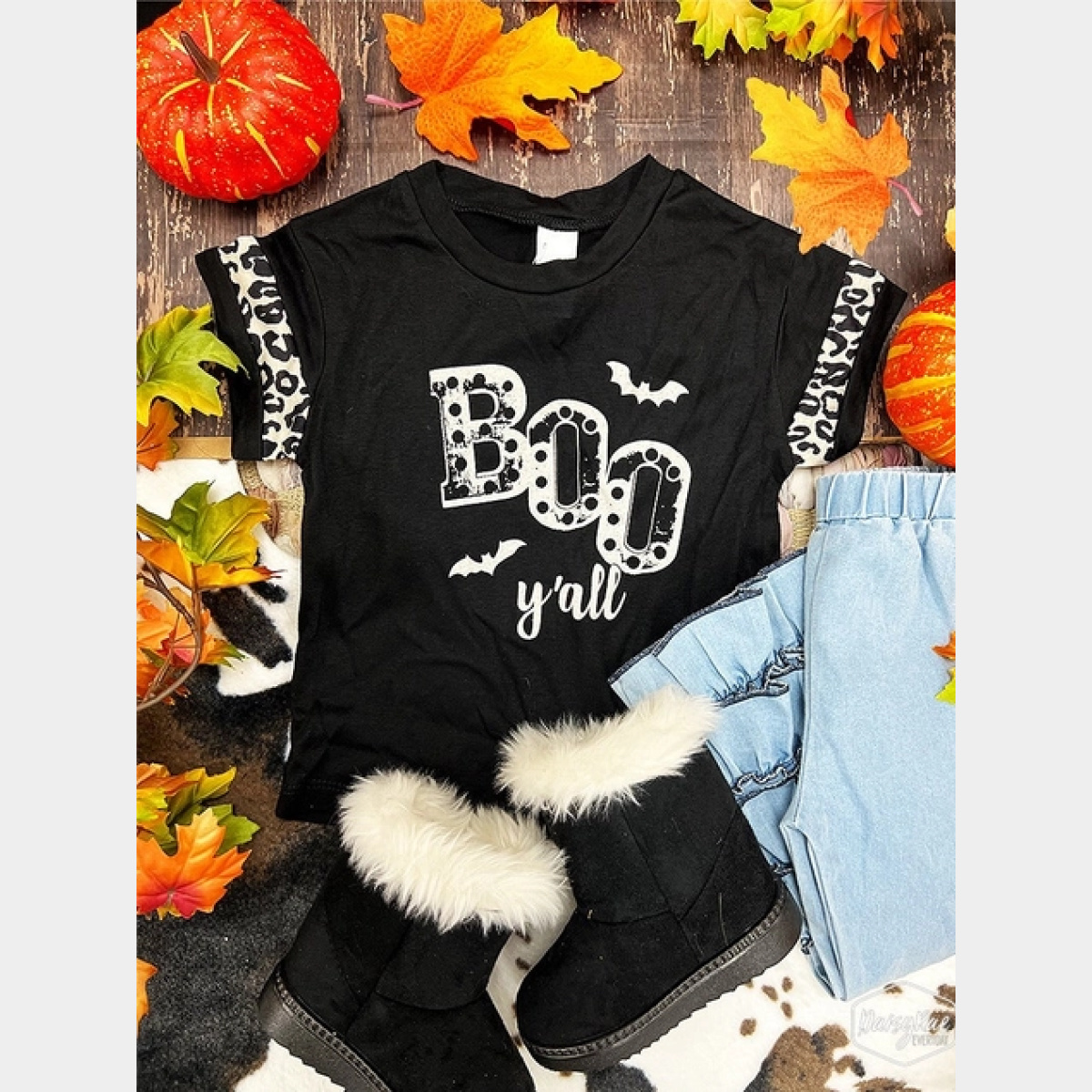 Girls' Boo Y'all Spot On-BlackLeo Tee