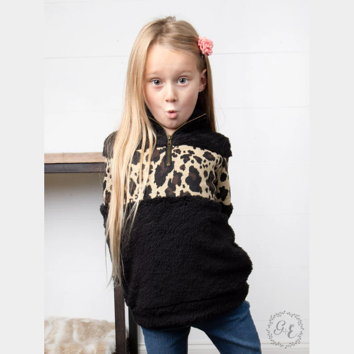 Girls' It's All in the Attitude Black Sherpa Jacket