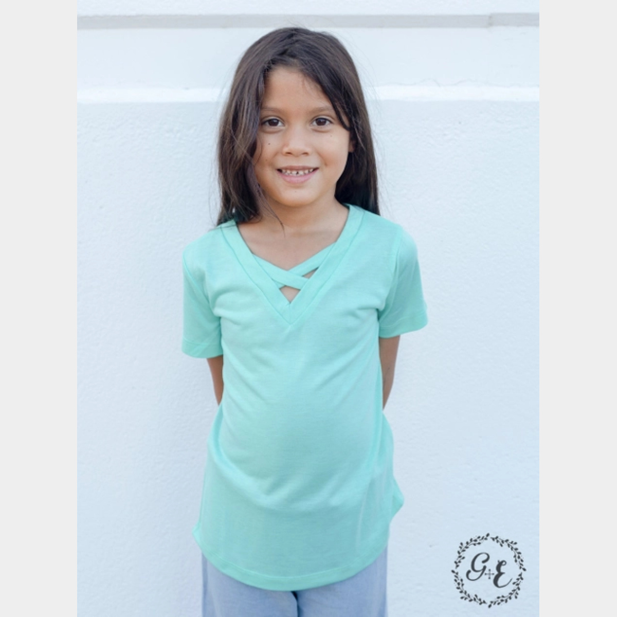 Girls' Tangled V-Neck Basics in Mint