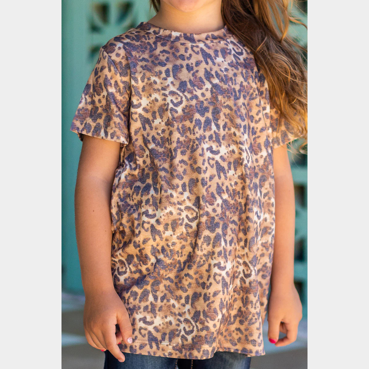 Girls' Vintage Cheetah Crew Neck