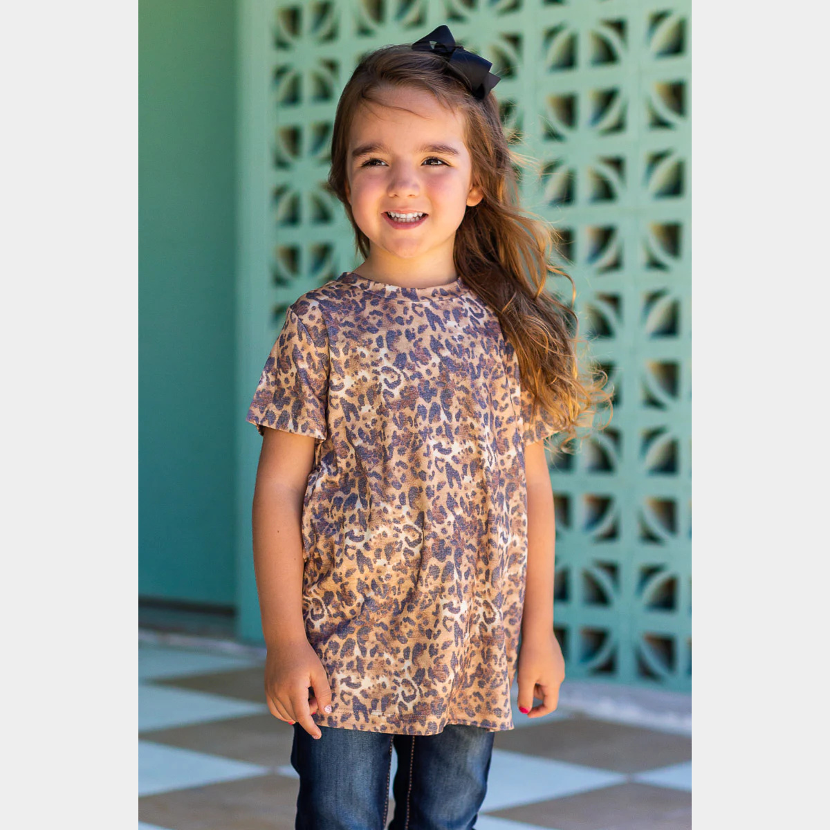 Girls' Vintage Cheetah Crew Neck