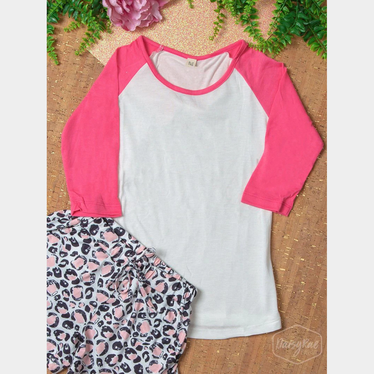 Girls' White and Pink Raglan