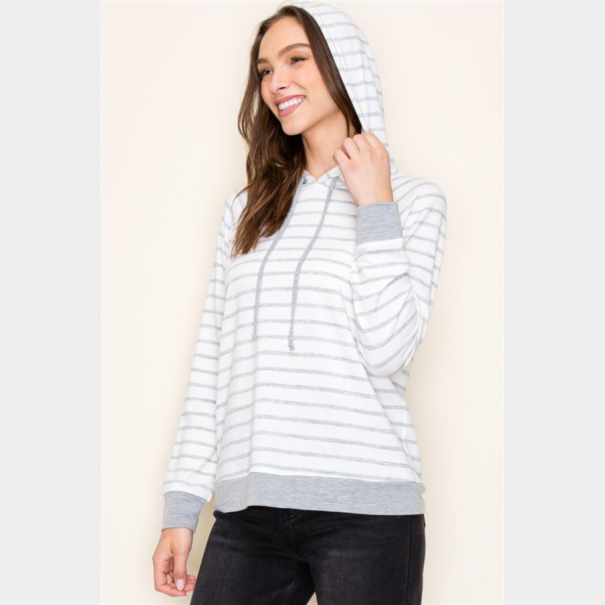 Gray Strip Hoodie