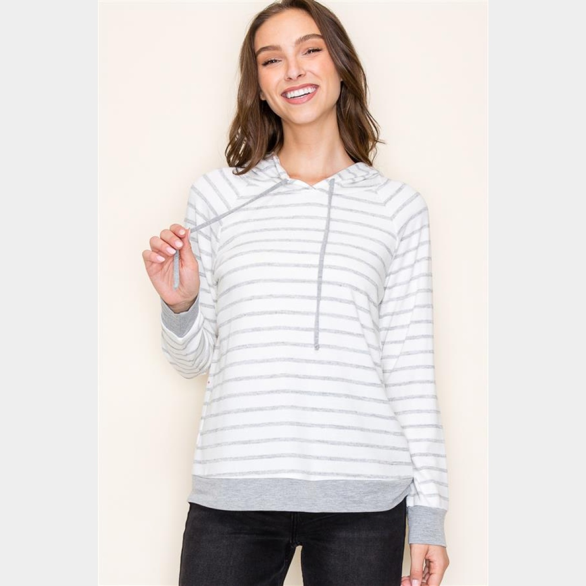 Gray Strip Hoodie