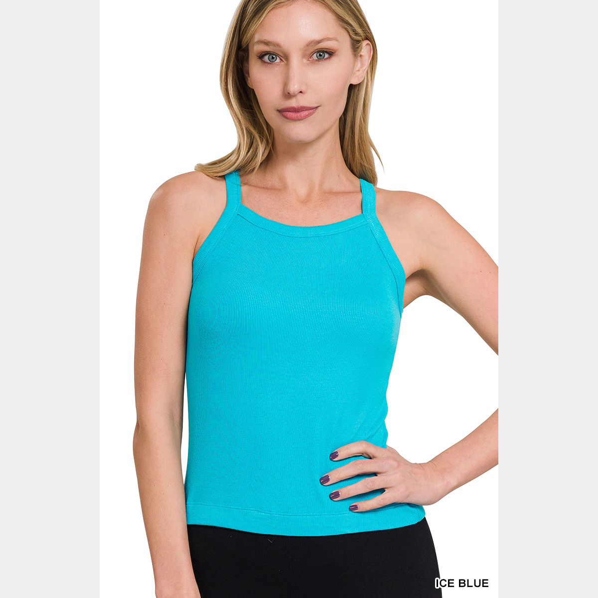 Ice Blue Ribbed Soft Rayon Cami