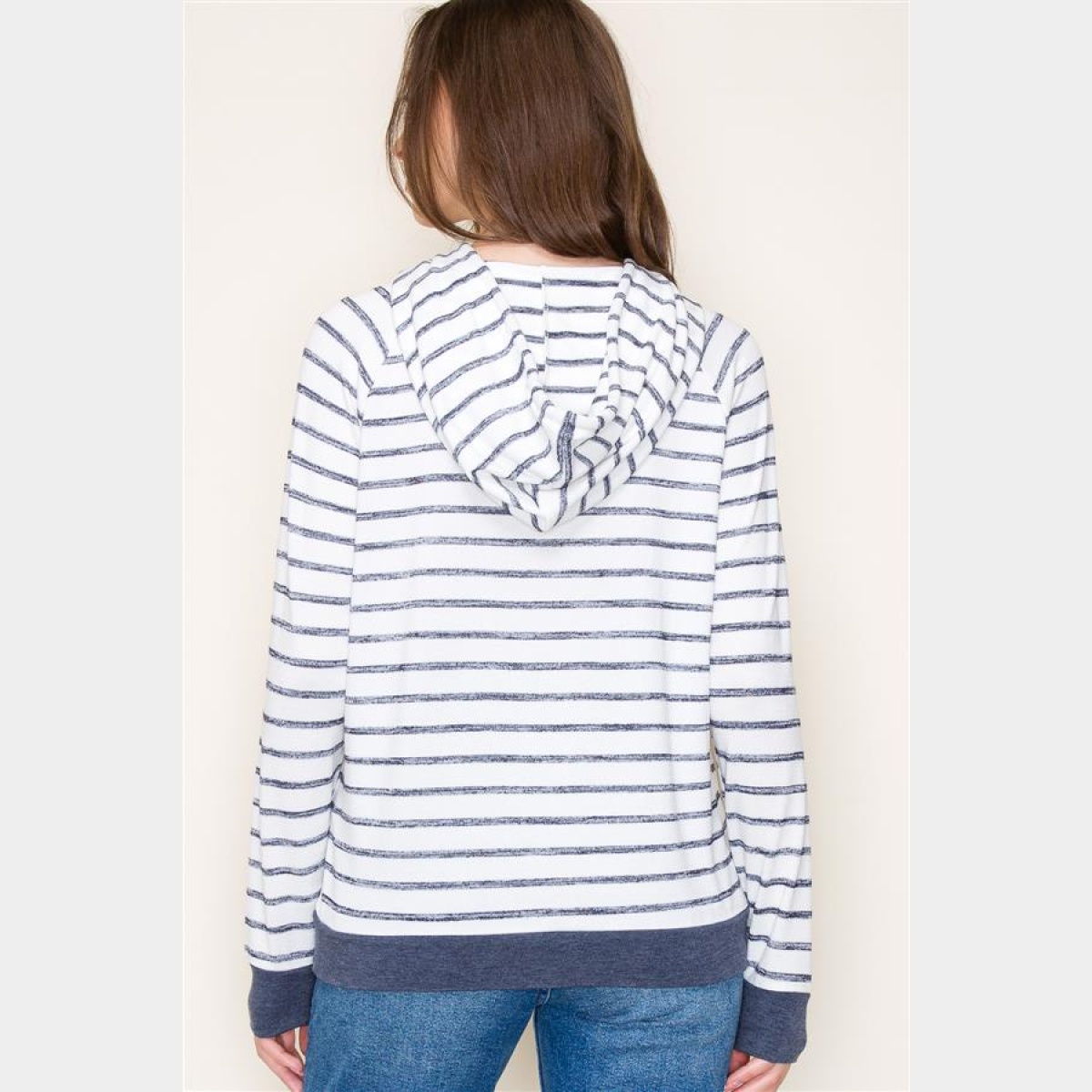 Navy Strip Hoodie