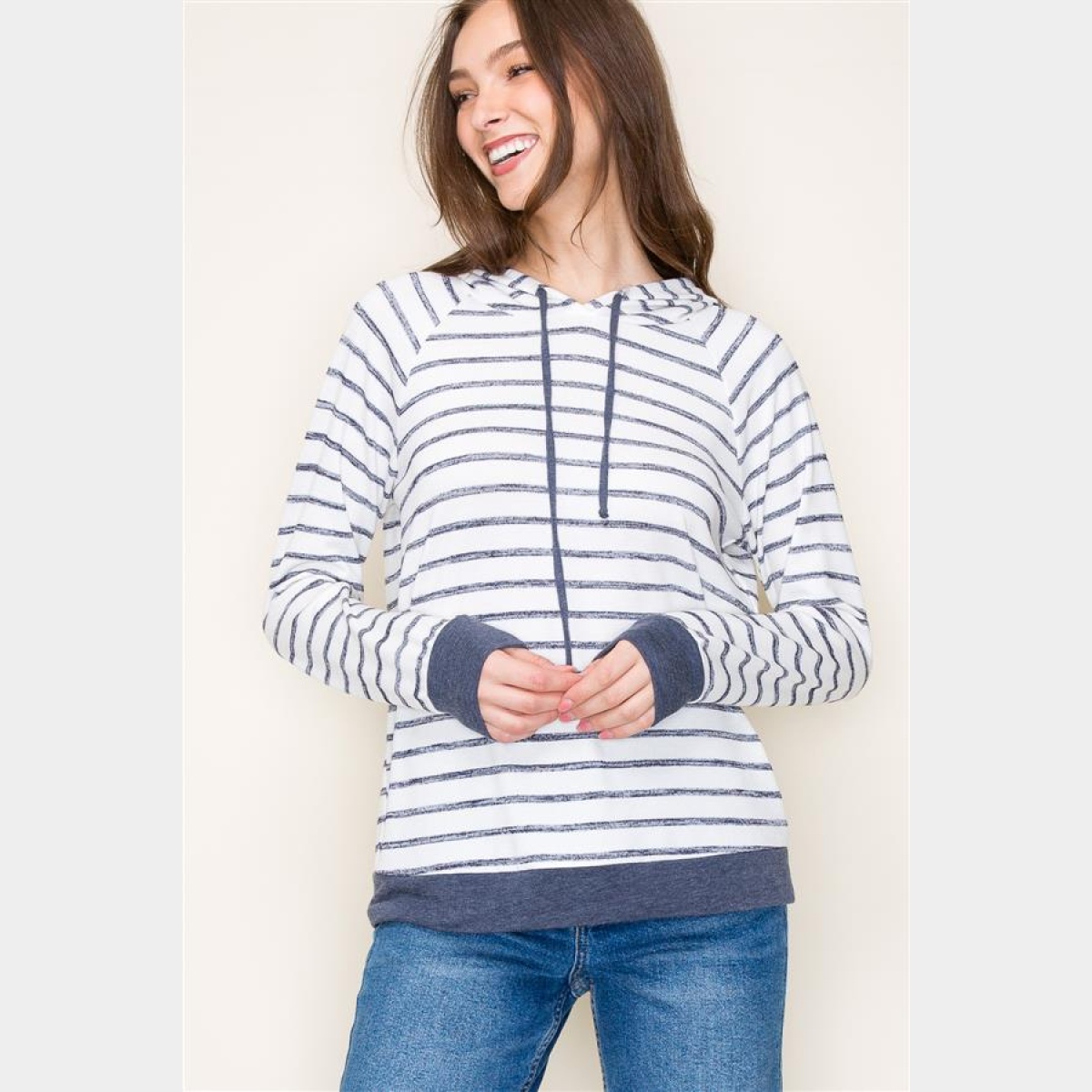 Navy Strip Hoodie