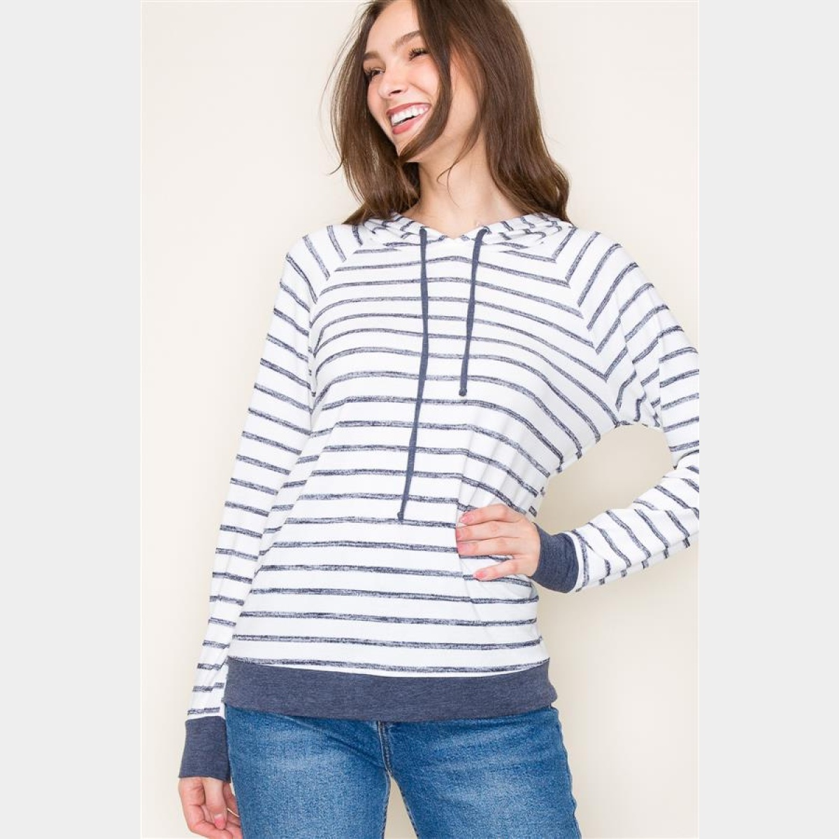 Navy Strip Hoodie