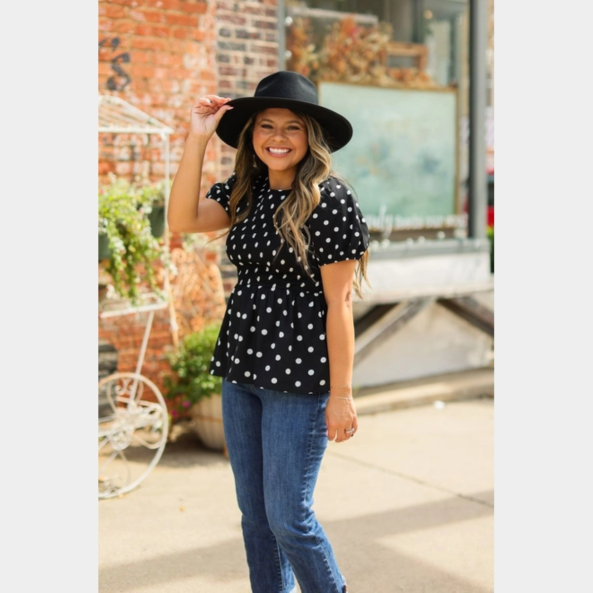 Polka Dot Smocked Blouse