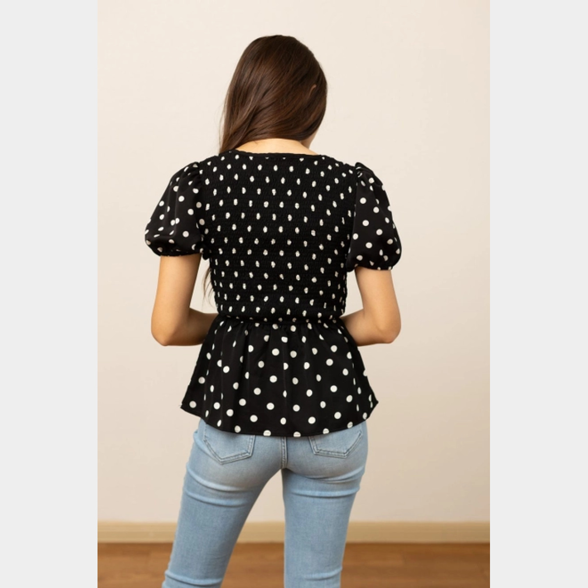 Polka Dot Smocked Blouse