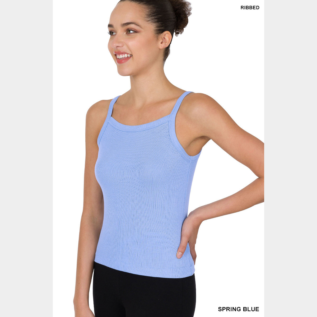 Spring Blue Ribbed Soft Rayon Cami