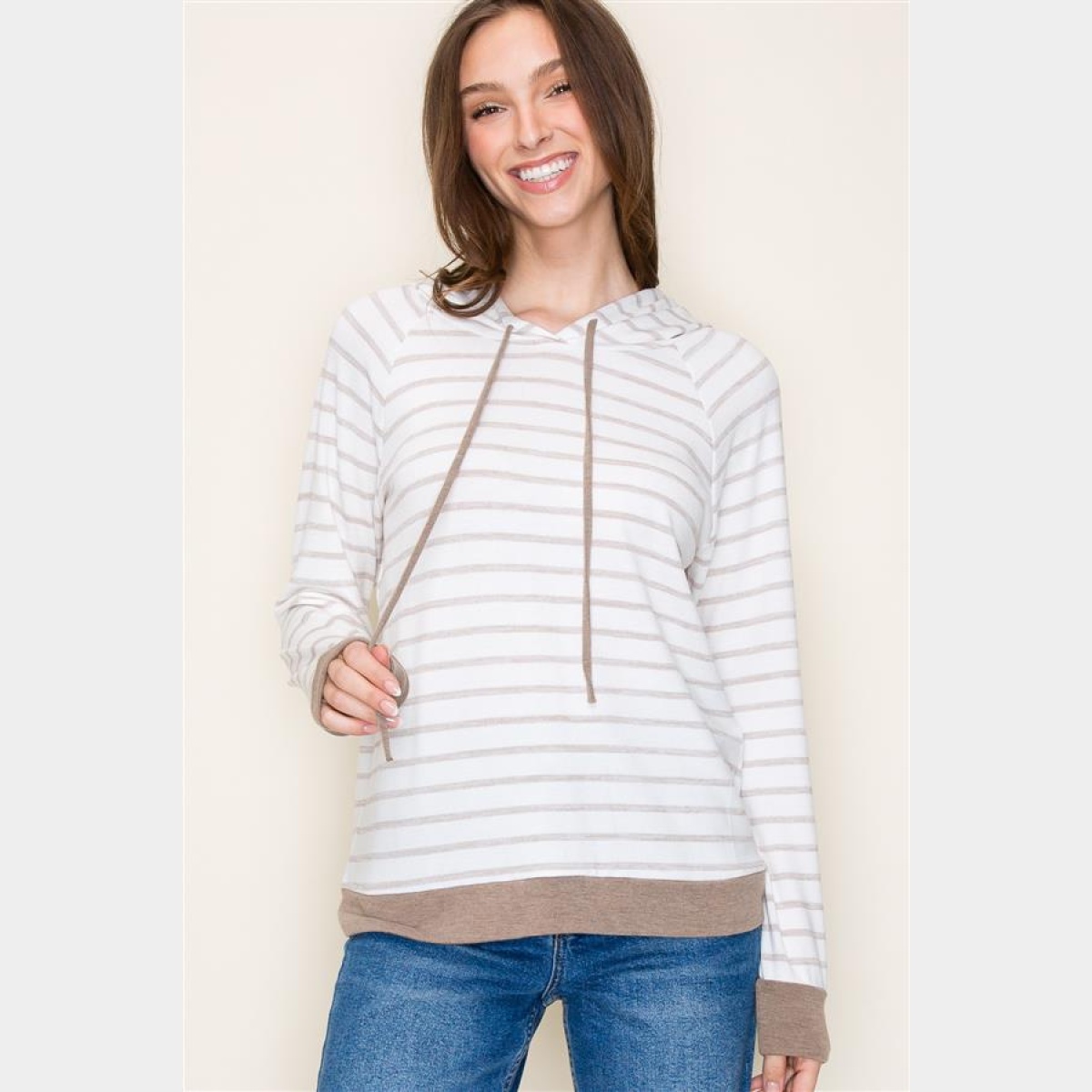 Taupe Strip Hoodie