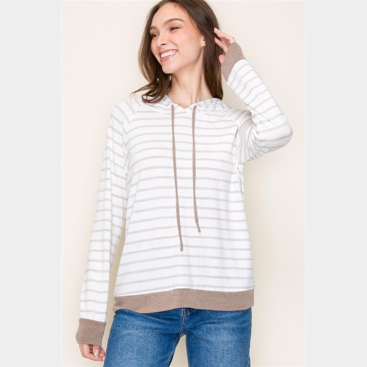 Taupe Strip Hoodie