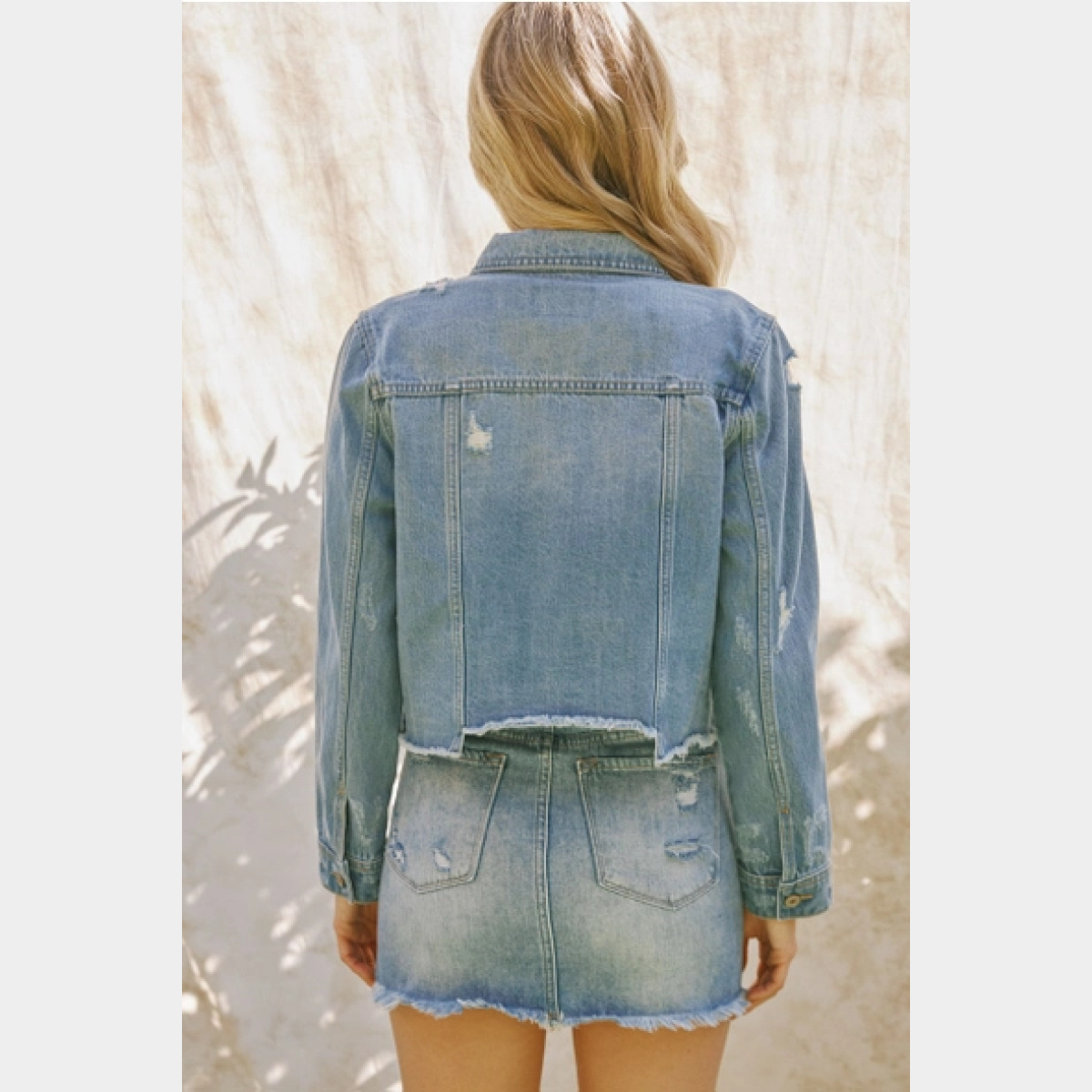 Bianca Distressed Denim Jacket - Dash Outfitters