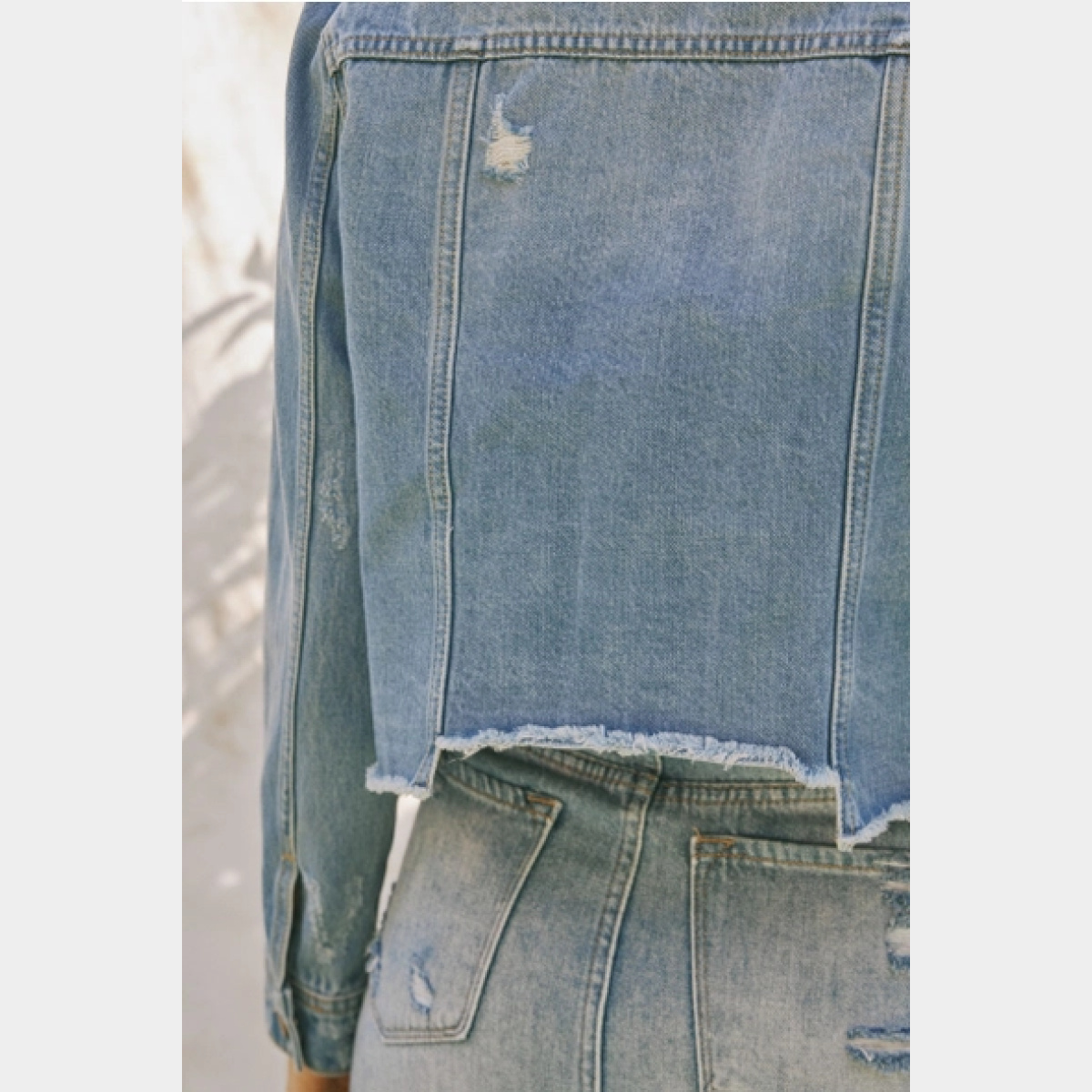 Bianca Distressed Denim Jacket - Dash Outfitters