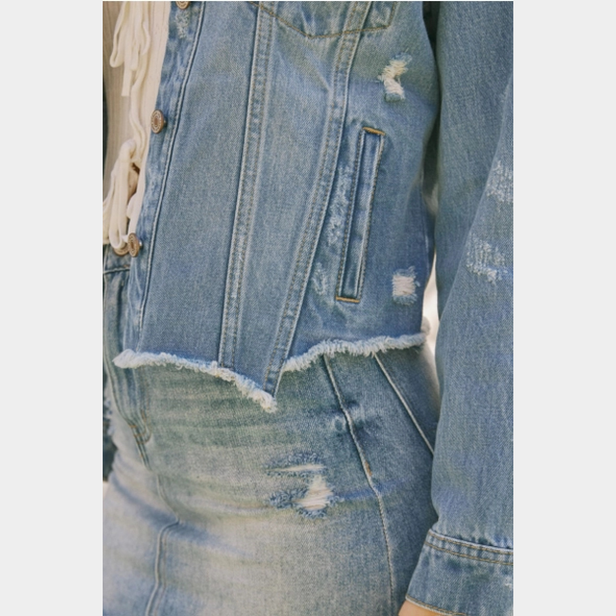 Bianca Distressed Denim Jacket - Dash Outfitters