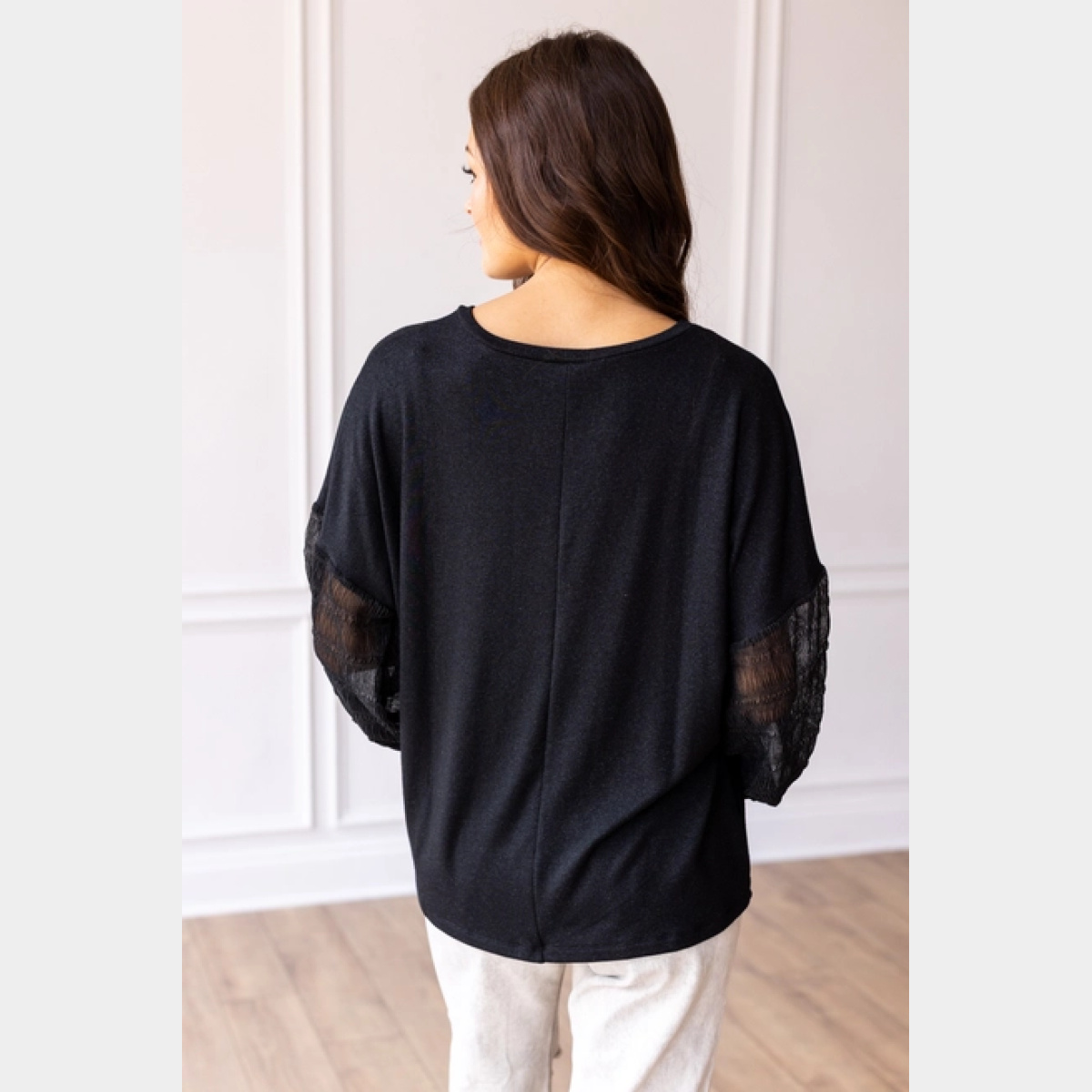 Black Top with Gauze Sleeves