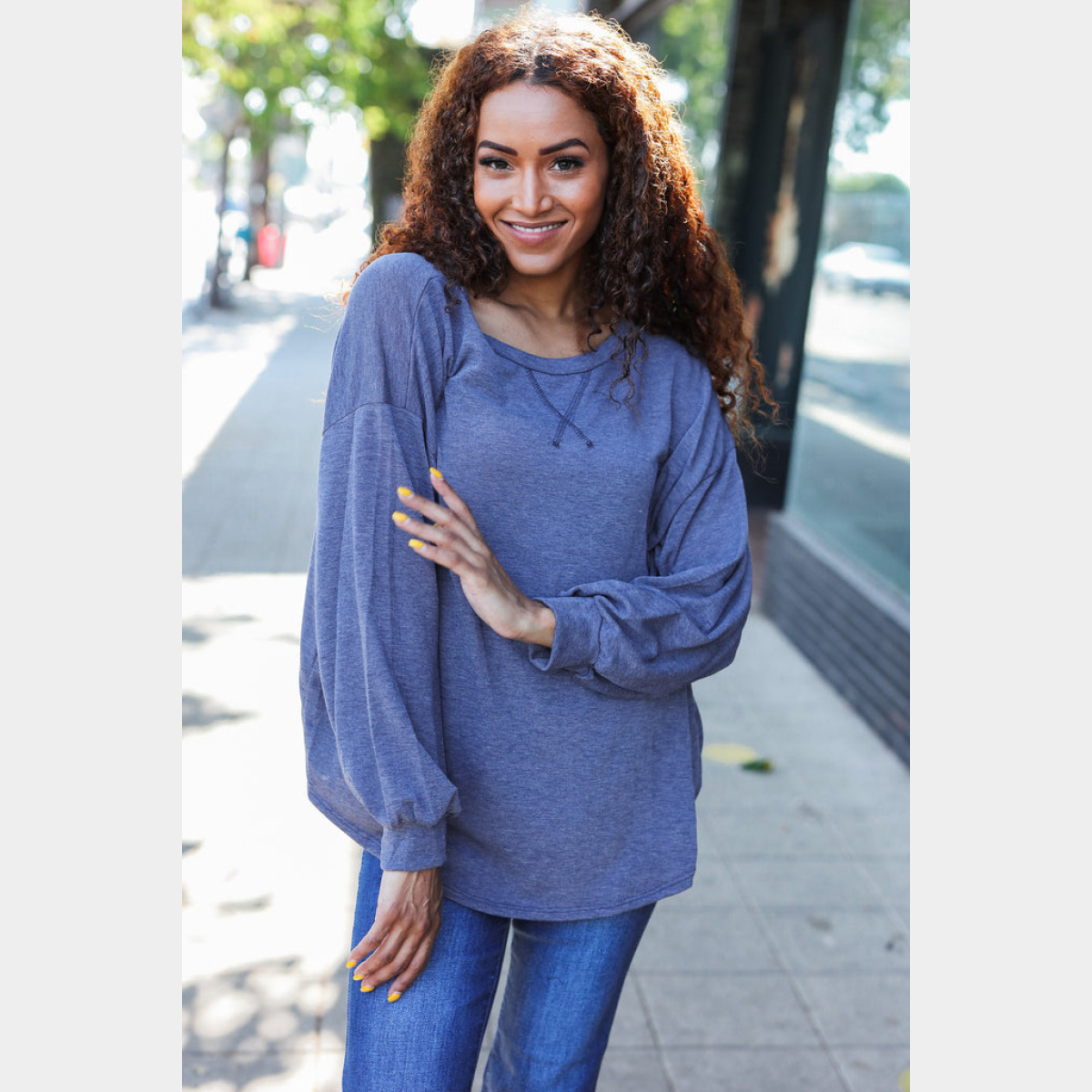 Blue French Terry Sweater - Dash Outfitters