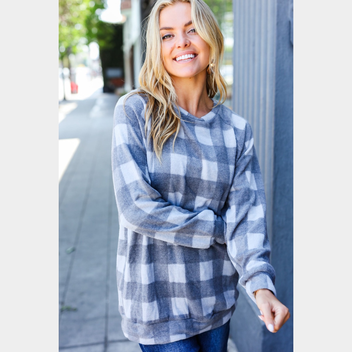 Brushed Hacci Plaid Top - Dash Outfitters