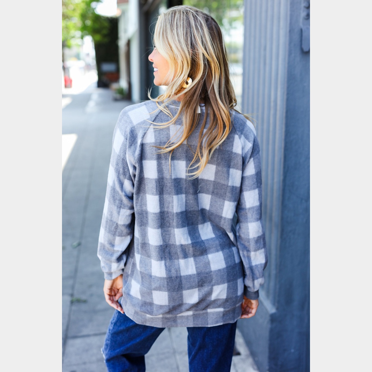 Brushed Hacci Plaid Top - Dash Outfitters