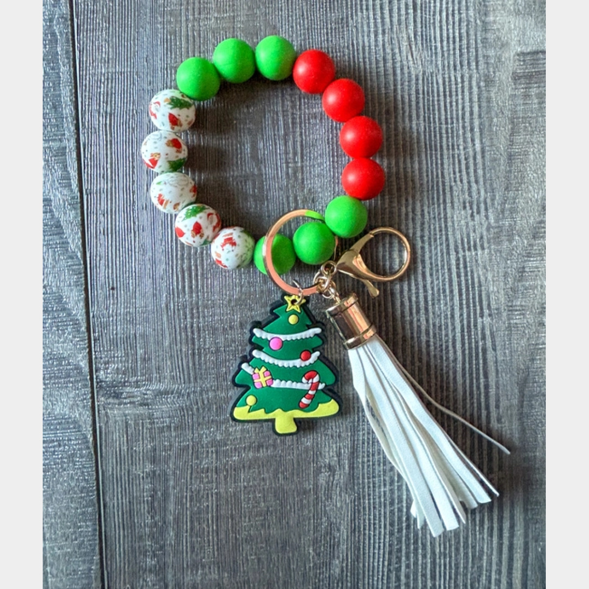 Christmas Tree - Christmas Silicone Beaded Keychain